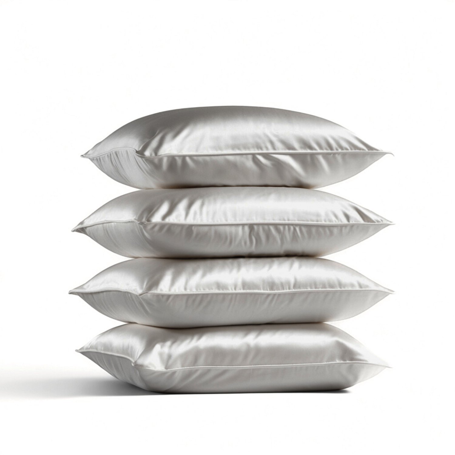 Silk Heaven 4x Zijden Kussensloop 50x60cm Maanlicht Hotelsluiting 22 Momme - Kussensloop set - Luxe Silk Kussensloop 100% moerbei zijde - Zijde kussensloop - Silk Heaven - 50x60cm / Hotelsluiting Zilver