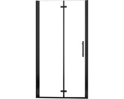 Aica industriële stijl Douchedeur vouwdeur 90x185cm niche douchedeur-6mm Helder Veiligheidsglas Easyclean-Mat Zwart Profiel