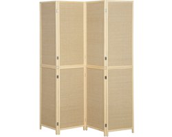 Paravent 180 x1,7 x180 cm, Naturel, Bamboe en hout, Kamerscherm met 4 Panelen, Opvouwbare Ruimteverdeler en Vouwscherm, Handgevlochten Design met Lichtdoorlatende Panelen, Flexibele Privacy voor Woonkamer Slaapkamer en Thuiswerkplek