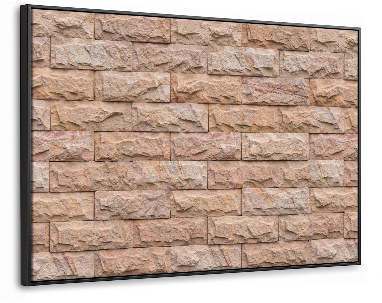 Canvas Schilderij met Baklijst 90x60cm - Muur - Steen - Ruw - Textuur - Beige - Muurdecoratie woonkamer - Slaapkamer decoratie - Kamer accessoires - Schilderijen op canvas met lijst