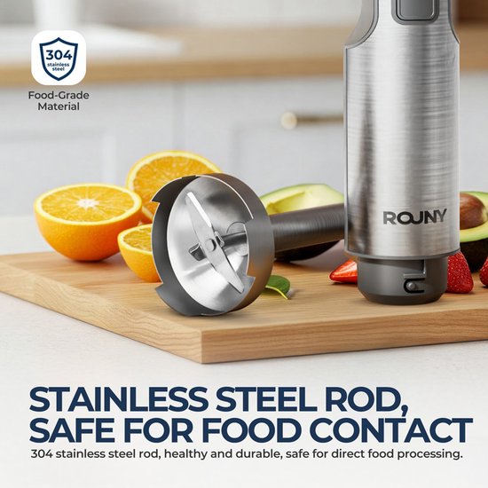 Handmixer - Staafmixer - Keukenmixer - Handblender - Roestvrij Staal - 700 ml Mengbeker - 500 ml Processor - Garde - 1200 W - 4-in-1 EU-stekker - Voor Keuken, Bakken en Koken — afbeelding 2
