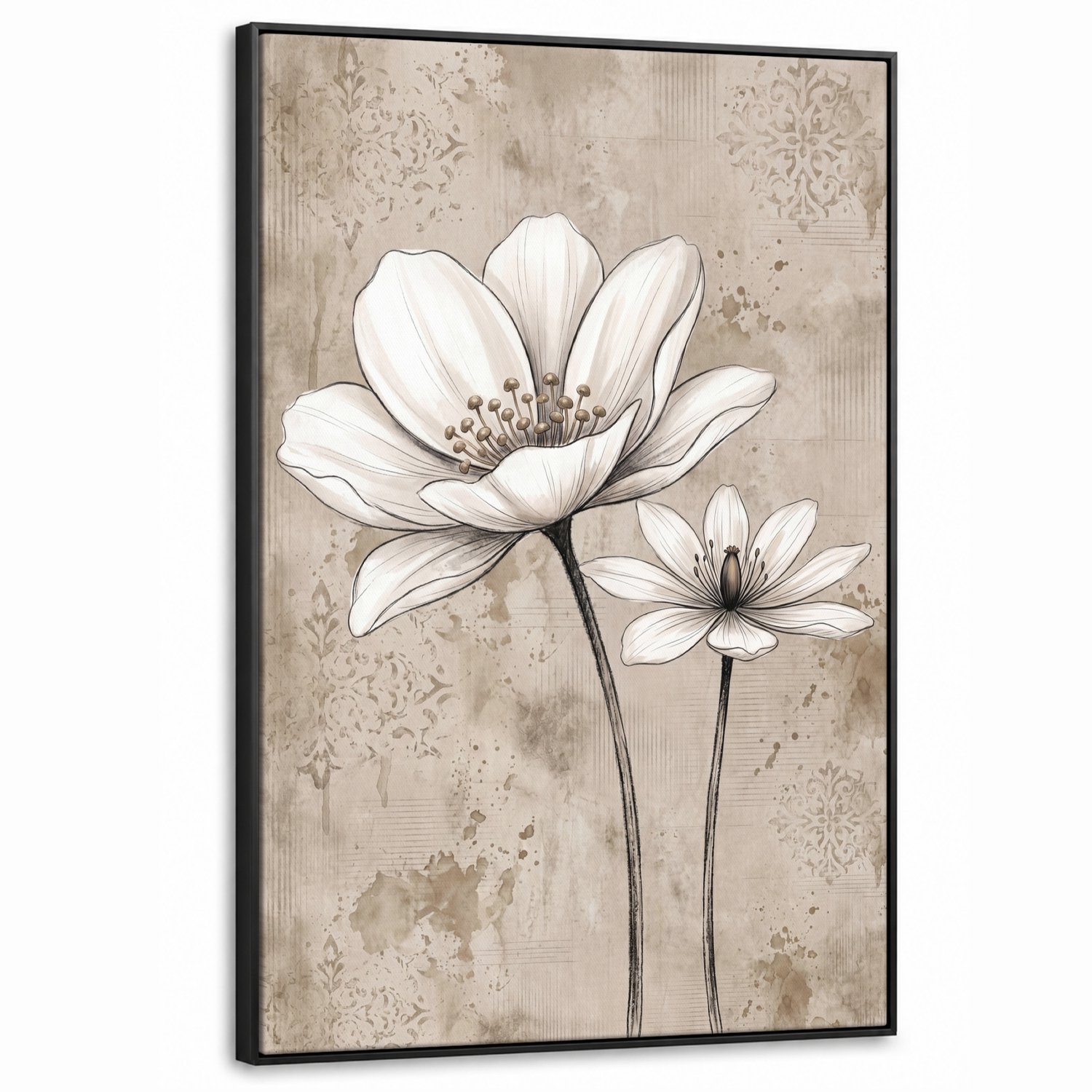 Canvas Schilderij met Baklijst XXL Canvas Schilderij met Baklijst 100x150cm - Modern - Design - Wit - Muurdecoratie woonkamer - Slaapkamer decoratie - Kamer accessoires - Schilderijen op canvas met lijst groot