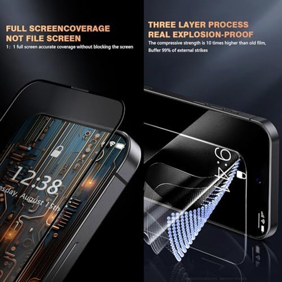 [1 verpakking zichtbeschermings-displayfolie voor Xiaomi Redmi A3 Geharde glasfolie, anti-spionage, krasbestendig, glanzende oppervlakte, krasbestendig, hoge gevoeligheid, zwart