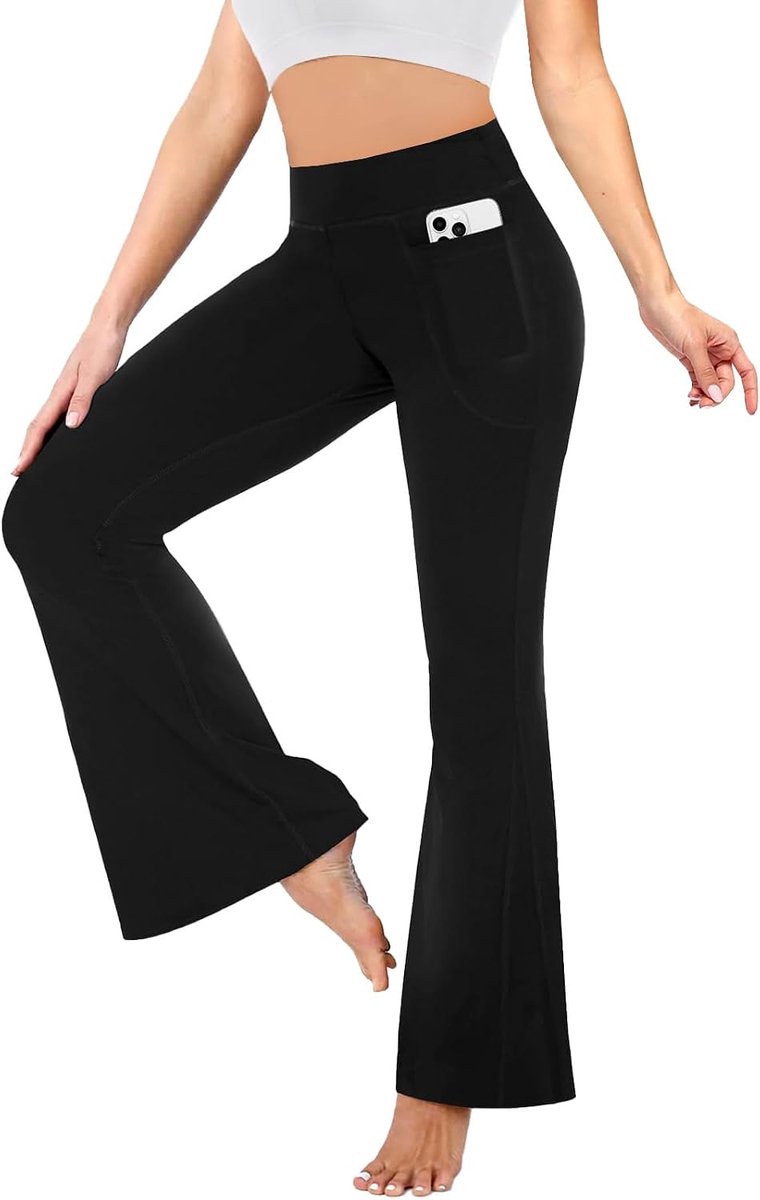 Leggings Voor Dames Met Zakken, Hoge Taille, Buikcorrigerende Bootcut Broek, Stretchy Yoga Leggings Voor Yoga
