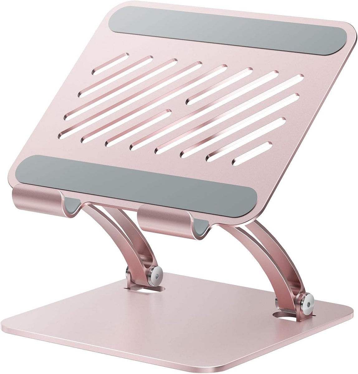 Tablethouder, Tweestaaig Instelbare Aluminium Bureaustoel, Compatibel met iPads, Surface Tablets, Draagbare Monitors, Kindle en Meer (4,7-16,5") (roze)