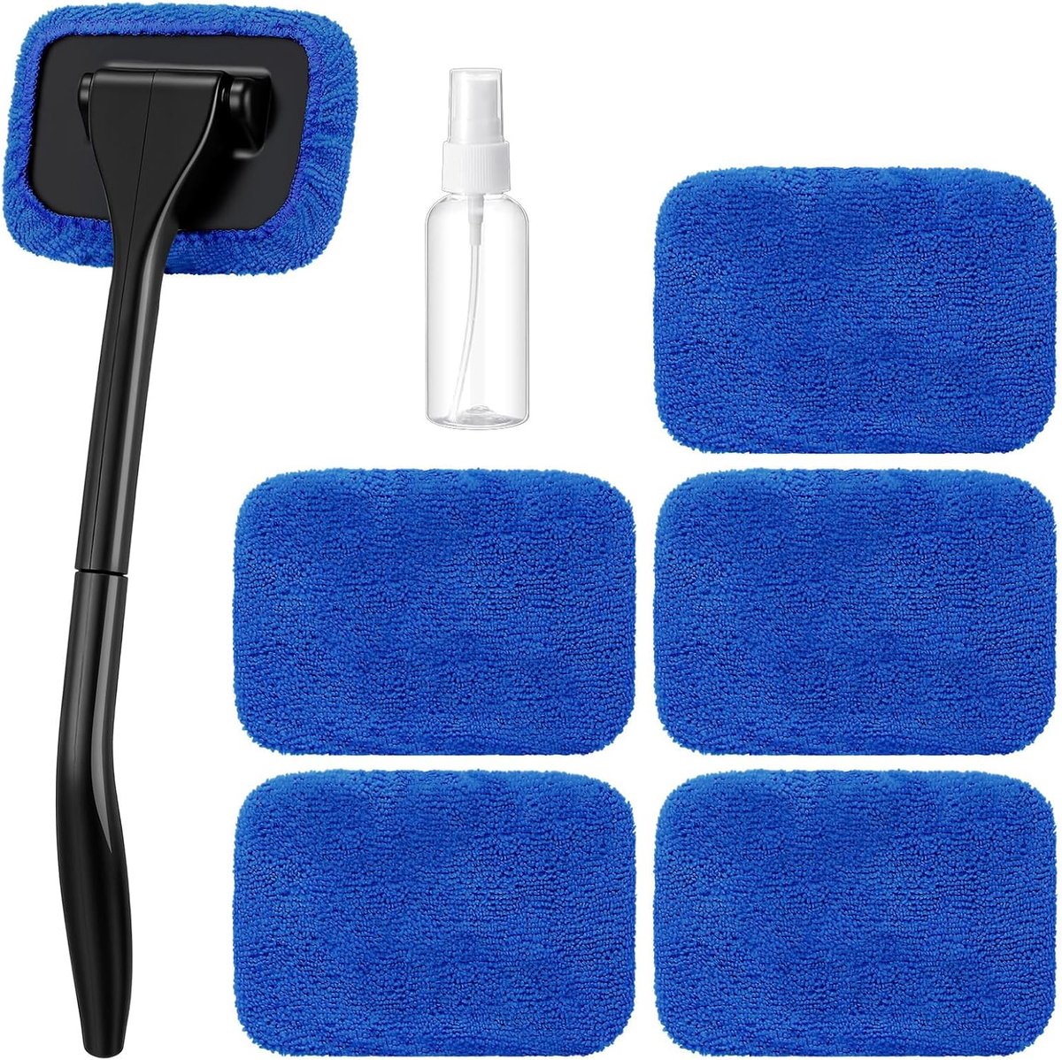 Hebterrka 5 stuks ruitreinigingsgereedschap, autoruitreinigingsstaaf, herbruikbare reinigingsdoeken voor het auto-interieur, vuile autowasborstels (blauw)