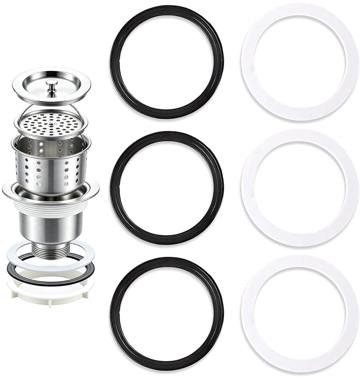 3 paar 110 mm spoelbak-O-ringringen, afdichtringen, O-ring voor spoelbakken, accessoires voor spoelbakserie, voor 110 mm spoelbakserie, voor kraan, wastafelplug
