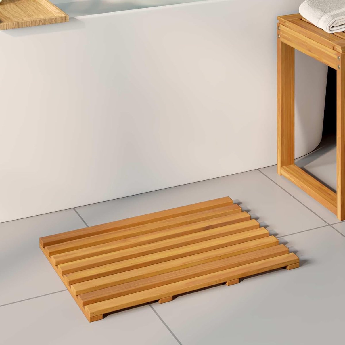 Badmat 2 STK. Natuur 56 x 37 cm Massief hout acacia
