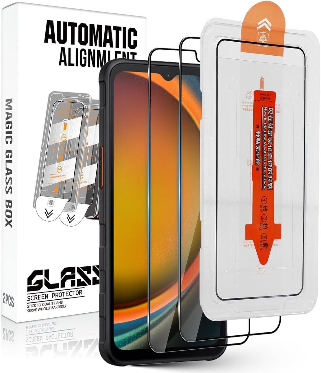 Beschermfolie voor Samsung Galaxy XCover 7/7 Pro 5G, voor pantserglas, autoinstallatie, krasbestendig, 9H hardheid, HD-folie, anti-luchtbellen, 2 stuks