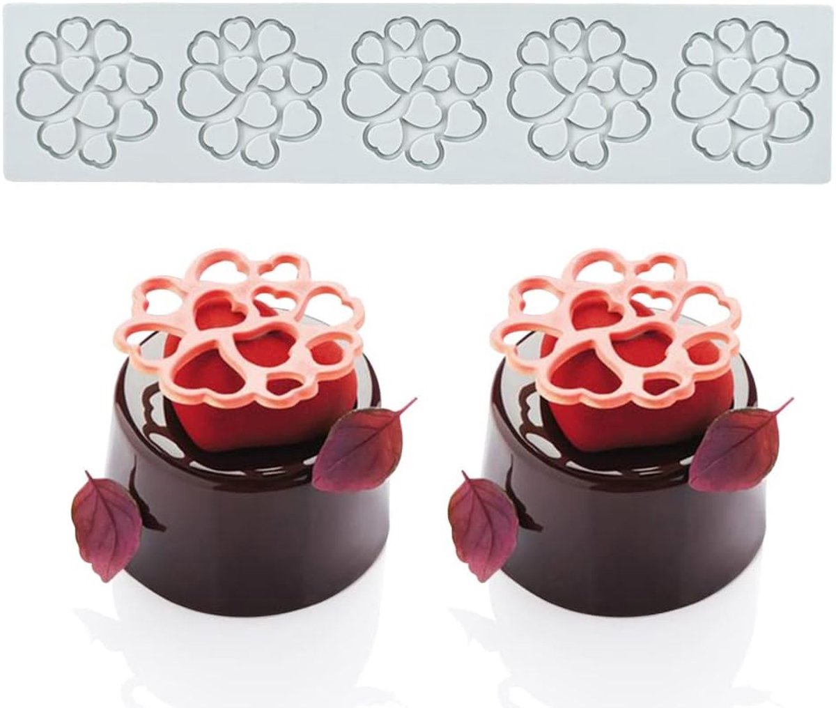 Lace Mold, Silicone Lace Fondant Mallen, Sugar Craft Impression Mold Eetbare Cake Moleculaire Cuisine Decoreren, 5 Gaten Hart