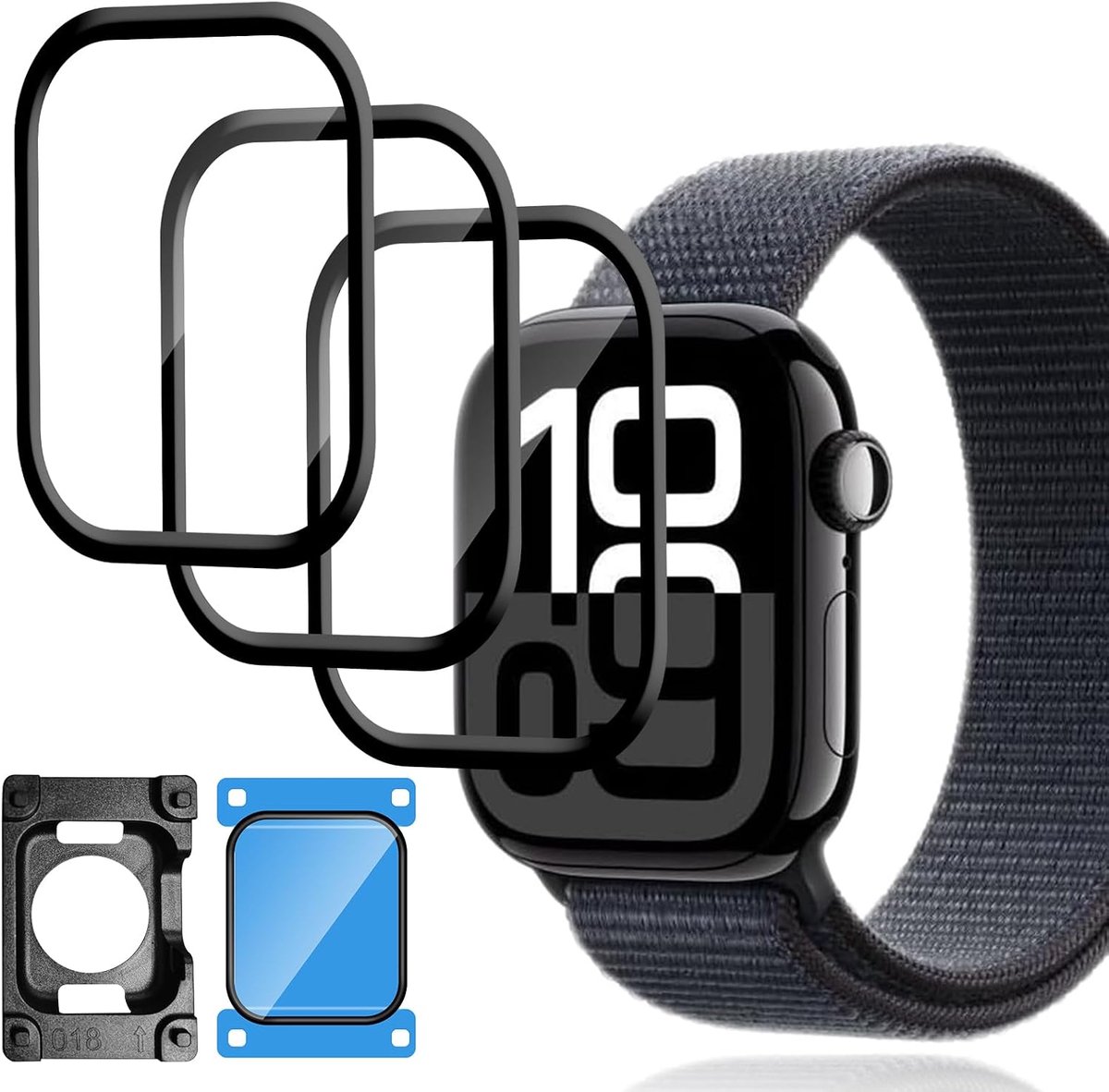 Beschermfolie voor Apple Watch Series 11, 42 mm, 3 stuks luchtbelvrije displaybescherming met montageframe, anti-kras, premium kwaliteit, displaybeschermfolie, heldere HD-zachte TPU-folie