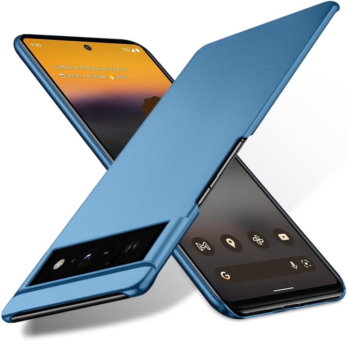 Hoes voor Google Pixel 6a 5G, ultralicht, ultradun, krasbestendig, antislip, camerabescherming, matte textuur, hard polycarbonaat, blauw