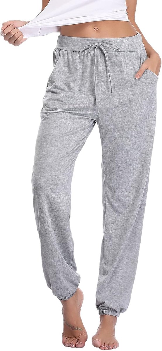 Pyjamabroek voor dames, katoen, pyjamabroek, lange vrijetijdsbroek