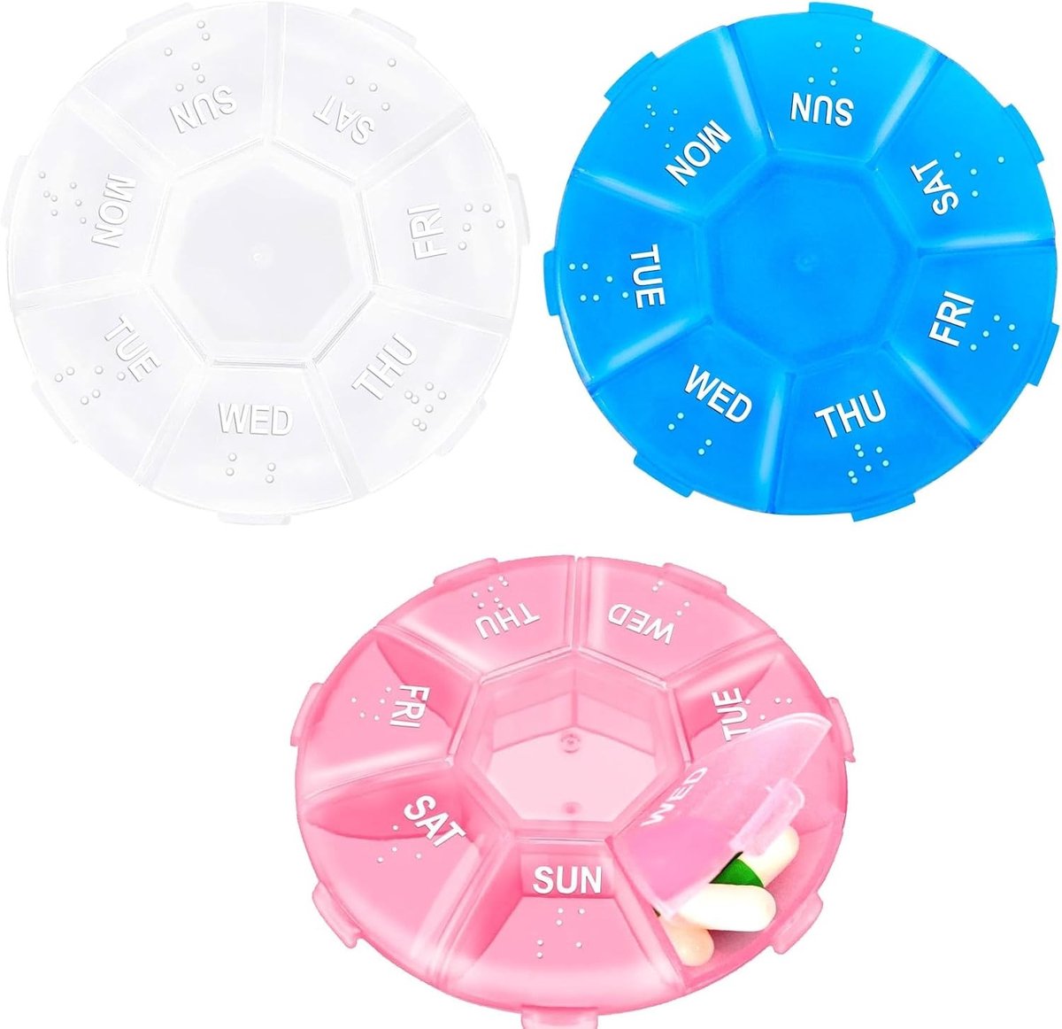 3-delige Tablet Organizer voor 7 Dagen, Compacte Pillendoos voor Vitaminen en Supplementen, Ideaal voor Reizen en Dagelijks Gebruik