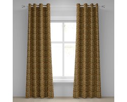 ABAKUHAUS Luipaard Print Gordijn met ringen, Spotty Jungle Savanne Feline Print Wild Africa Inspiration Tegel Patroon, Decoratieve 2-delige