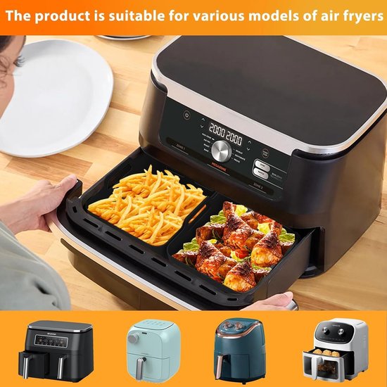 Accessoires voor Ninja Foodi Max Dual Zone AF300EU 7,6 l, siliconen inzetstuk airfryer accessoires voor Dual Zone heteluchtfriteuse, opvouwbare siliconen vorm voor heteluchtfriteuse — afbeelding 3