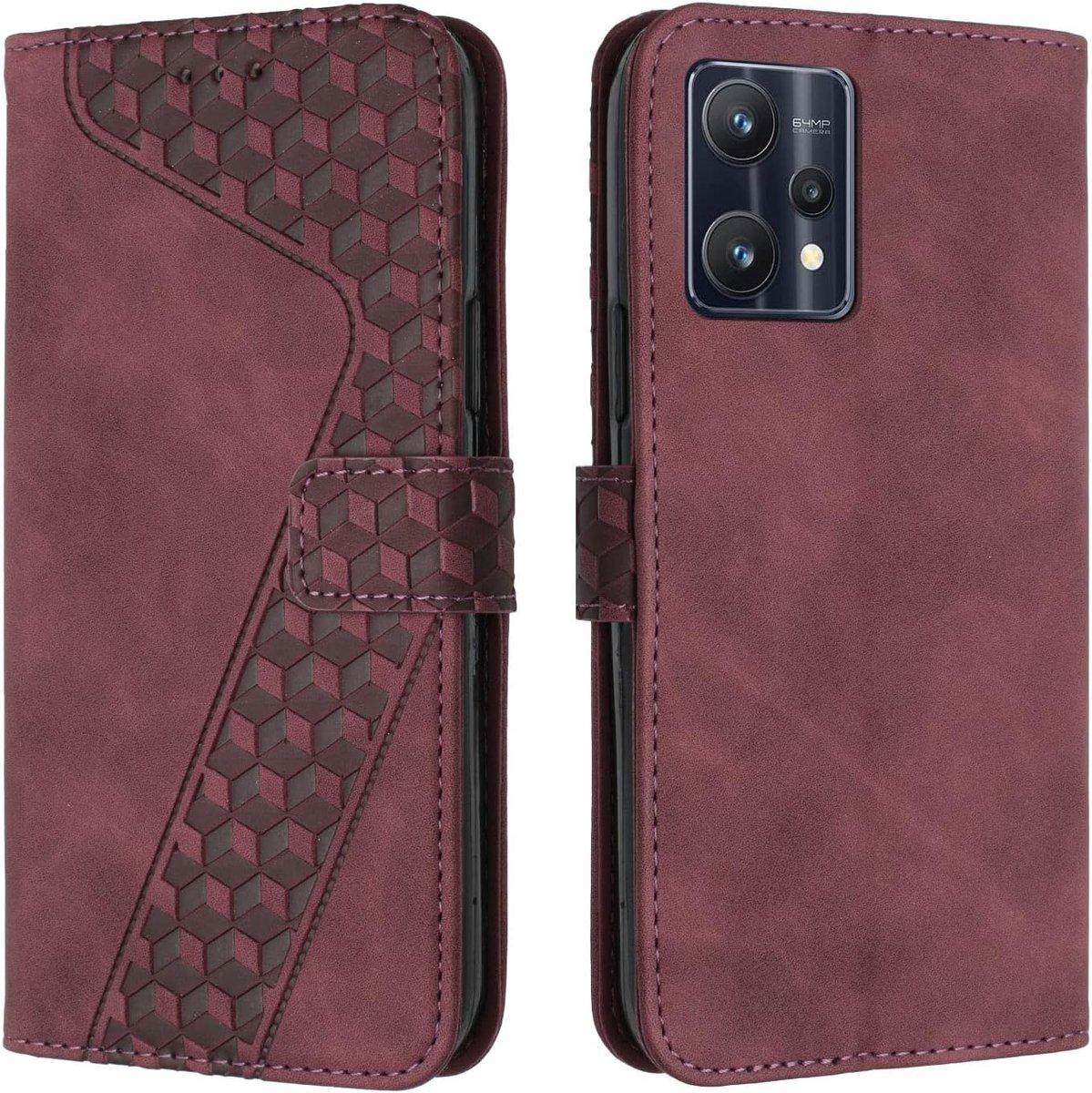 Hoesje voor Realme 9 Pro Plus/Realme 9 Pro +/Realme 9 4G, Lederen Portemonnee Telefoonhoesjes met Standaard Magnetic Shockproof Flip Leather Wallet Book Case（Bruin）
