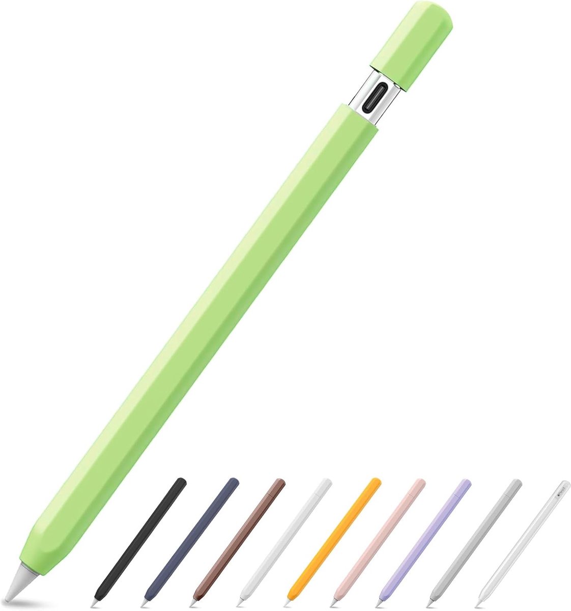 siliconen etui voor Apple Pencil (USB-C) 2023, accessoires voor Apple Pencil Double Tap siliconen pennenetui (groen, 1 stuks)