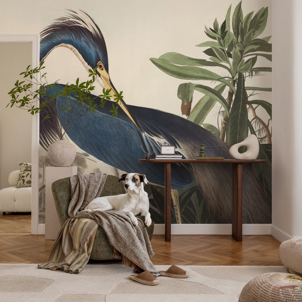 Coloray Vliesbehang - Blauw Snellijm Behang - 104x70 cm - Exotische Natuur Muurschildering - Slaapkamer behang Dieren - Fotobehang Vlies - Gang behang