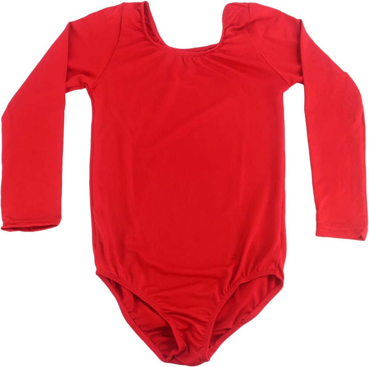 Klassieke elastische body met lange mouwen en ronde hals voor meisjes, 10 jaar, rood