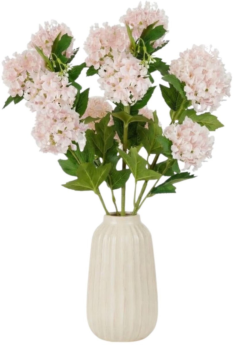 Mica Decorations Kunstbloem Viburnum Floristic - 3x - H77 cm - roze - kunststof - stelen kunstbloemen - boeket - roze bloemetjes