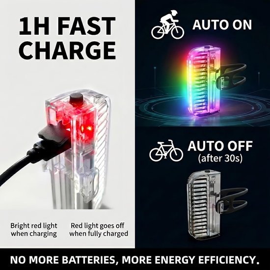 Spaakverlichting Fiets - 2x Fiets spaak LED verlichting - Waterdicht - 12 Knippermodi - USB oplaadbaar - Spaakverlichting met bewegingssensor - kinderfiets - fiets wieldecoratie - multicolor - fietsverlichting - Voor Kinderen, Volwassenen en E-bikes — afbeelding 3
