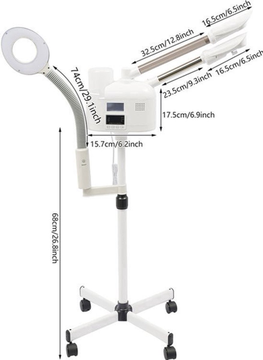 Gezichtsstomer Nano Ionisch - 750 W Vermogen - 1000 ml Inhoud - Kunststof - Voor Salon En Thuisgebruik