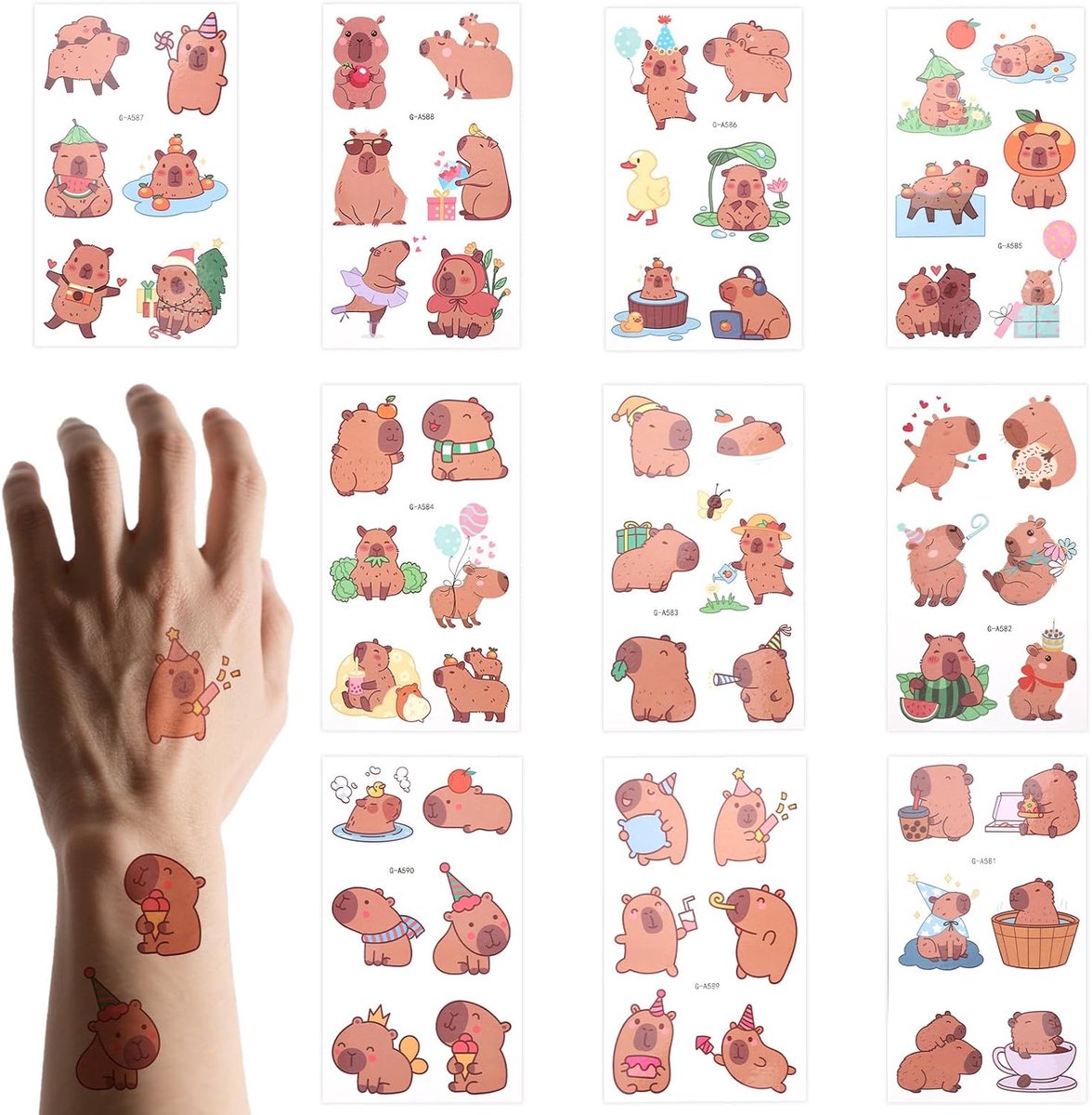 Tijdelijke Tatoeages voor Kinderen, Schattige Dieren Tattoo Stickers voor Jongens Meisjes Verjaardagsfeestje Cadeaus Grappige Cadeaus Klaslokaal Beloningen