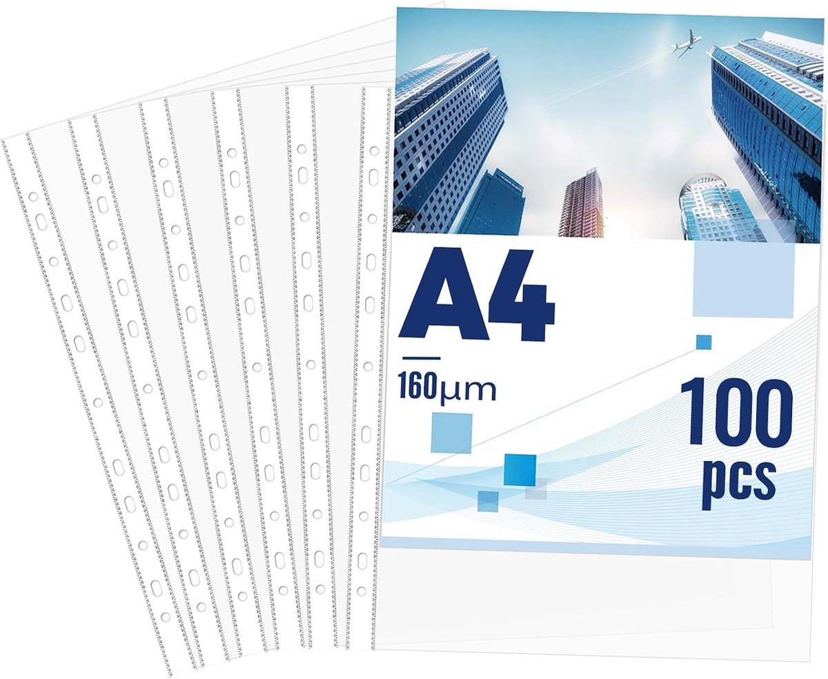 100 stuks brochurehoezen A4 transparante hoezen DIN A4 brochurehoezen extra sterk voor papieren documenten documenten 0,08 mm aan één kant