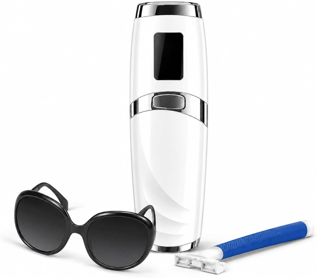 Epilator met licht, pijnloos, epilator voor dames, ontharingsapparaat, voor gezicht, oksels, bikinibenen, wit