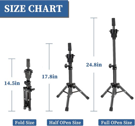 Kapper, pruikstandaard, oefenhoofdhouder, oefenhoofdstandaard, oefenhoofd, statief, trainingshoofd, standaard, houder voor mannequinhoofd, zwart — afbeelding 5