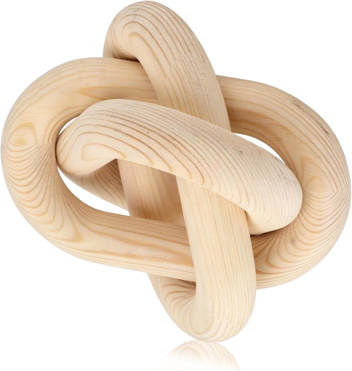3 Link Houten Knoop Decor, Houten Ketting Link Salontafel Decor Decoratieve Knoop Rustieke Objecten voor Thuis Woonkamer Slaapkamer (Wit) (Hout Kleur)