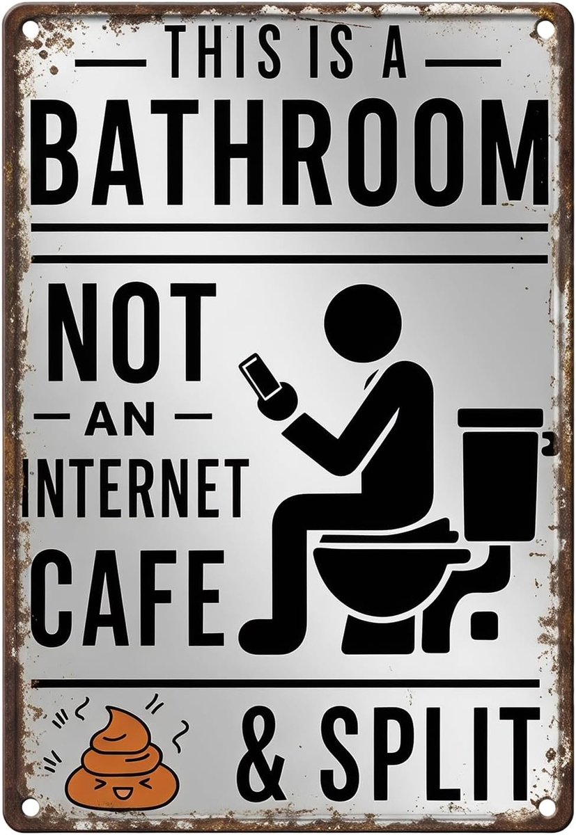 metalen badkamerbord - This is a Bathroom not an Internet Cafe - vintage metalen bord badkamer, retro wc-bord, badkamerdecoratie muur, toiletbord humor, cadeau voor badkamer gastentoilet