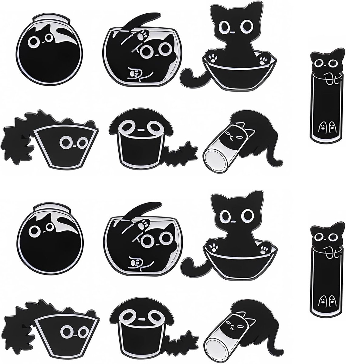 14 stuks spelden, zwarte katten, emaille spelden, pinnen, dieren, broche, schattige cartoon, kat, badge voor mannen en vrouwen