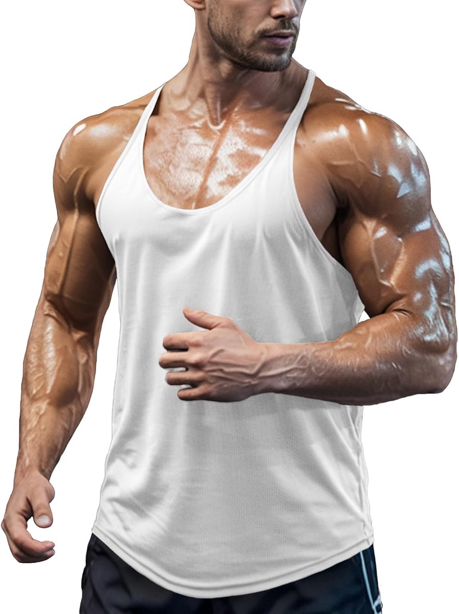 Tanktop voor heren, sportschool, mouwloos, voor training, bodybuilding