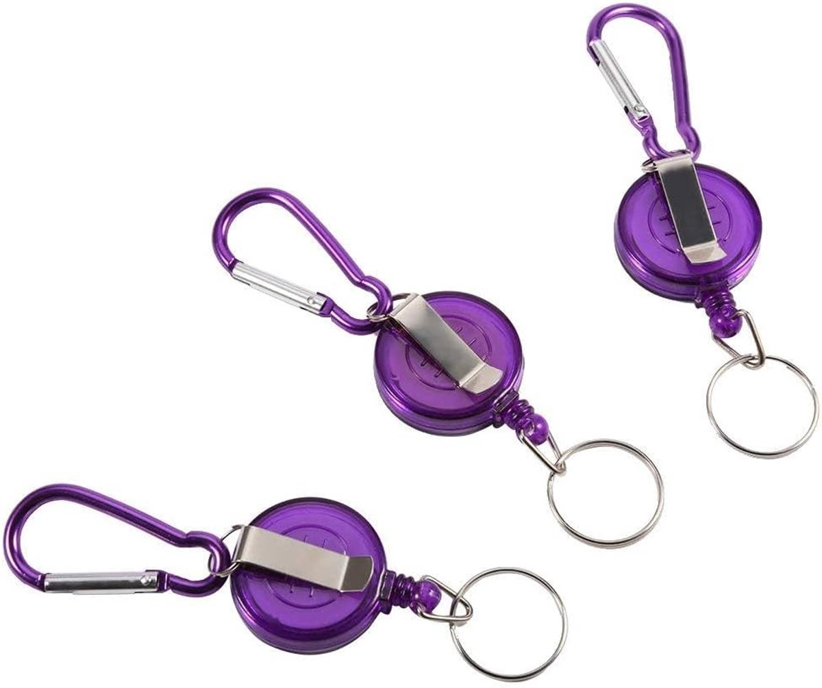 3 stuks Reel Key Chain Heavy Duty Intrekbare sleutelhanger Key Badge Reel Cord Clip met nylon koord touw karabijnhaak voor vliegen visgereedschap