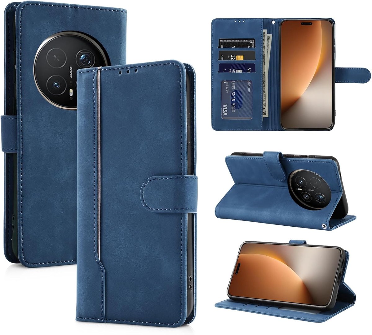 Telefoonhoesje voor Honor Magic 8 Pro, inklapbaar, blauw