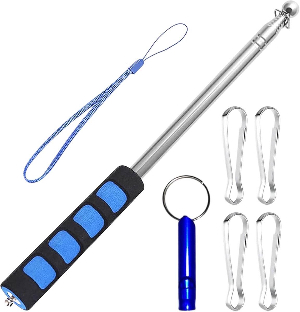 telescoopstang met 4 clips (2.5m, Blauw)