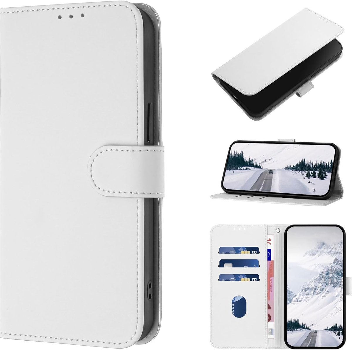 Hoesje voor iPhone 13 Pro, Premium PU-Leerhoes [Kaartsleuven] Portemonnee Beschermhoes, Schokbestendig Telefoonhoesjes voor iPhone 13 Pro (Wit)