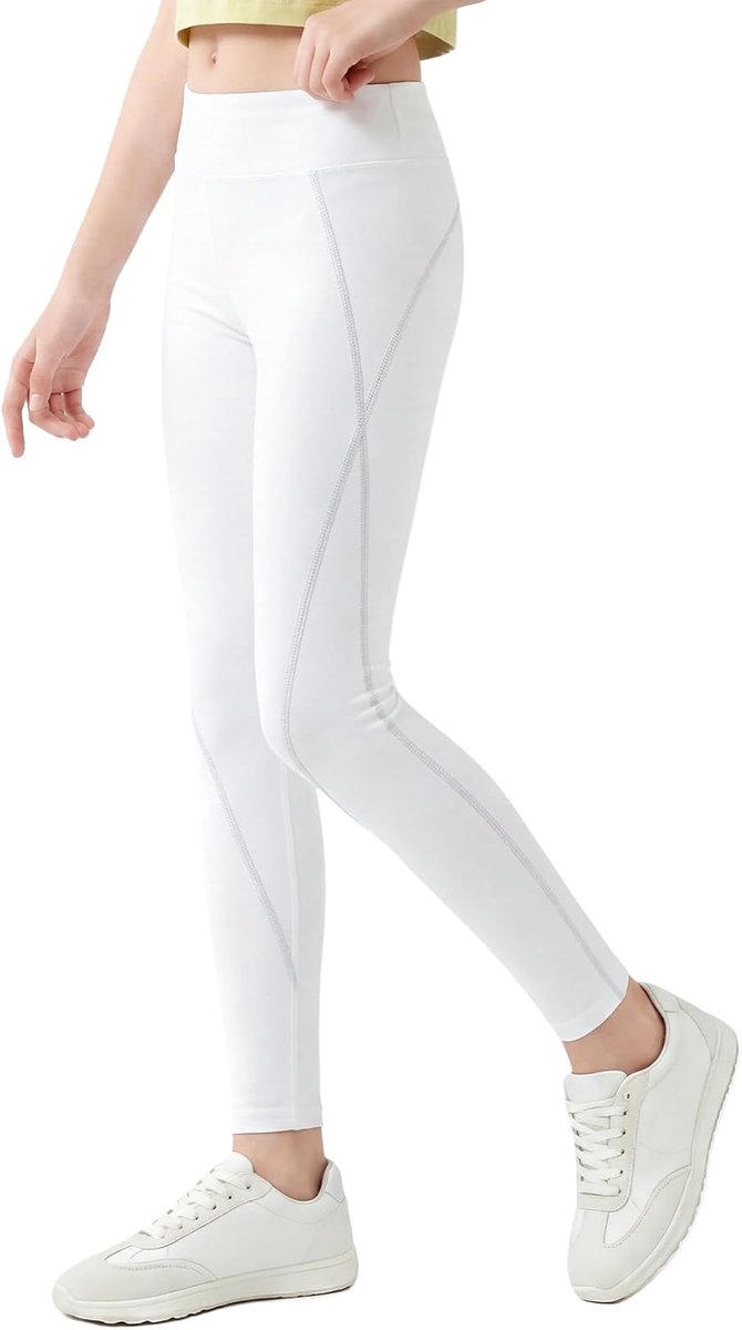 legging voor meisjes met UPF60-zonbescherming, ademend, zacht, sportlegging, effen, yogabroek, basic hardloopbroek, elastische sportbroek, trainingsbroek, sportkleding, 5-14 jaar