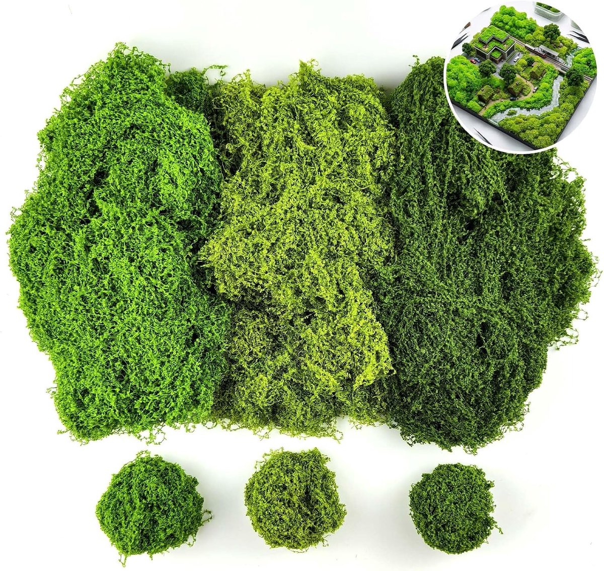 Kunstmatig Mos Decoratieve Nep Mos (150g Donker+Licht+Gras Groen)