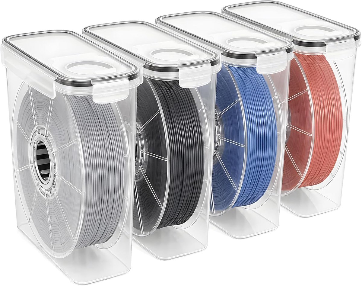 Set van 4 opbergdozen voor 3D-printerfilament, draagbare opslag, vocht- en stofdicht, voor spoelen van 1 kg, 3D-printaccessoires, stofdicht en luchtdicht (4,0 l)