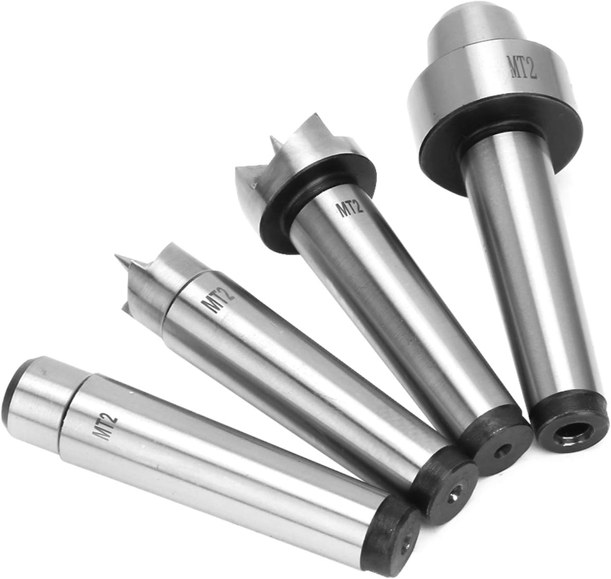 4 STKS Hout Live Center Set, MT1/MT2 Houtbewerking Draaibank Tandwiel Cup Center Set voor Houtbewerking Draaigereedschappen met Doos Accessoires (MT2)