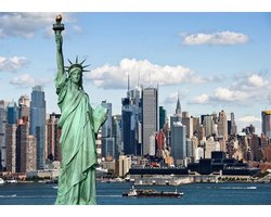 2,1 x 1,5 m Vrijheidsbeeld Achtergrond New York City Party Fotografie Banner Patriottische Thema Foto Booth America Urban Building Achtergrond voor Onafhankelijkheidsdag Verjaardag Muurdecoratie