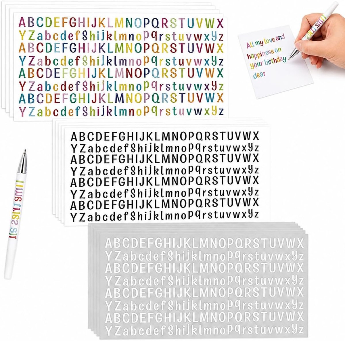 Zelfklevende Letterstickers Set van 12 - Perfect voor DIY Projecten, Scrapbooking, en Versieren van Kaarten, Cadeaus, en Meer - Zwart