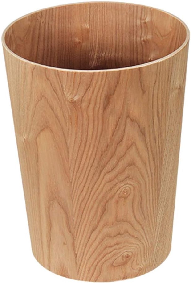 Prullenbak Vuilnisbak Nordic Style, Houten, 3.2L / 2.1gallon, licht bruin, bruin, donker bruin, vuilnisbak met Deksel voor Vuilnisbak (Color : C, Grootte : 12L)