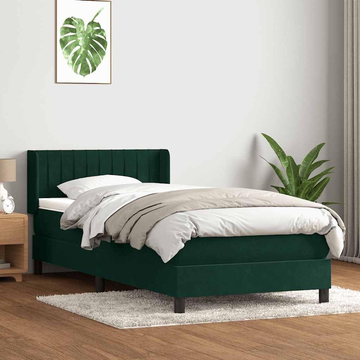 Boxspring met pocketveringmatras rustgevend donkergroen 80x220 cm