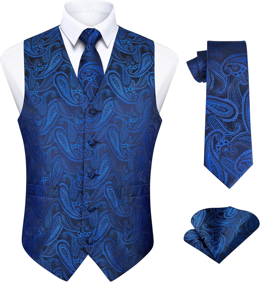Heren vesten Paisley vest stropdas pochet set voor bruiloft party business XS-6XL