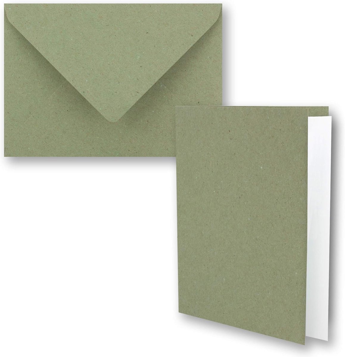 Neuser Set vouwkaarten, vintage kraftpapier, donkergroen (groen), met enveloppen en inleggers, DIN B6, 12 x 16,9 cm, blanco gerecyclede vouwkaarten, 25 stuks