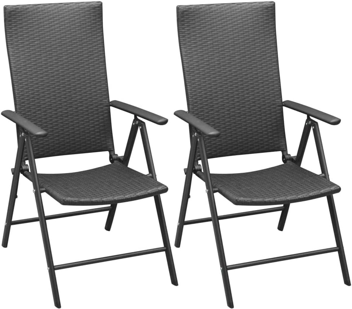 Stapelstoel, 2 stuks, polyrotan, zwart, vrijetijdsstoel voor terras, tuin, terrassen